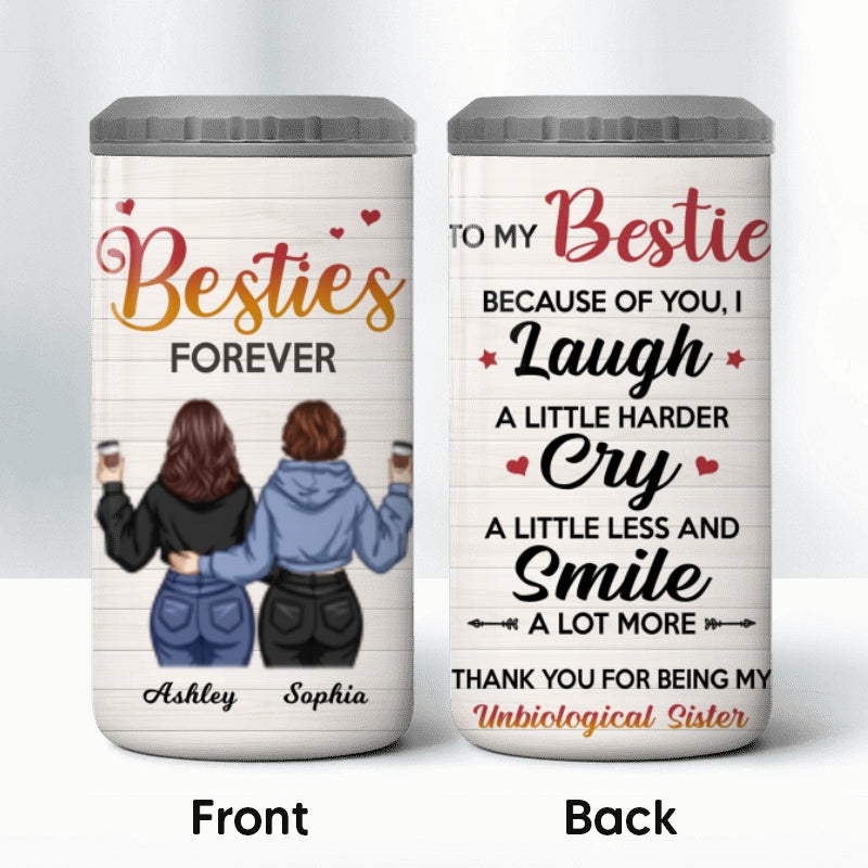 To My Bestie Back View Personalized 4 In 1 Can Cooler