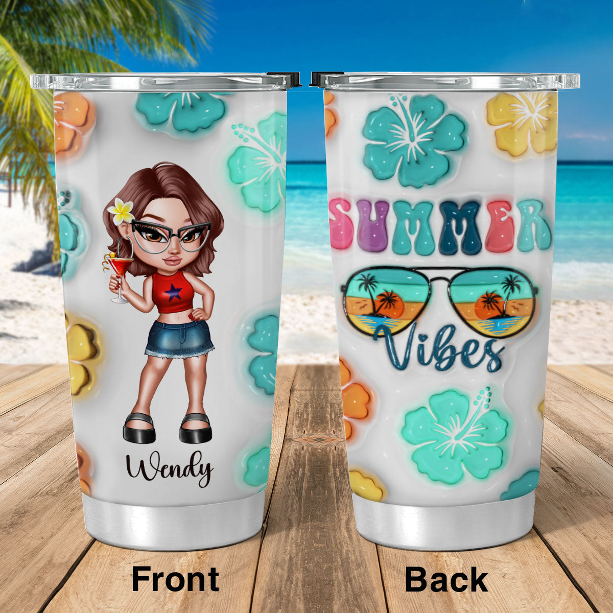 Summer Vibe Y2K Girl Retro Style Personalized Tumbler