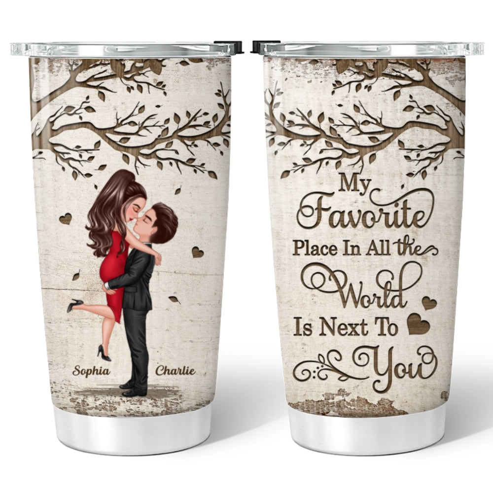 Favorite Place In The World Couple Kissing Personalized Tumbler