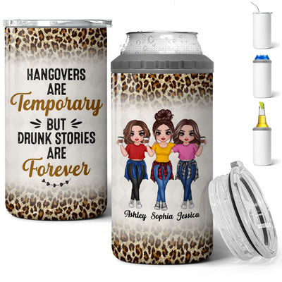 Doll Besties Leopard Another Year Of Bonding Personalized 4 In 1 Can Cooler