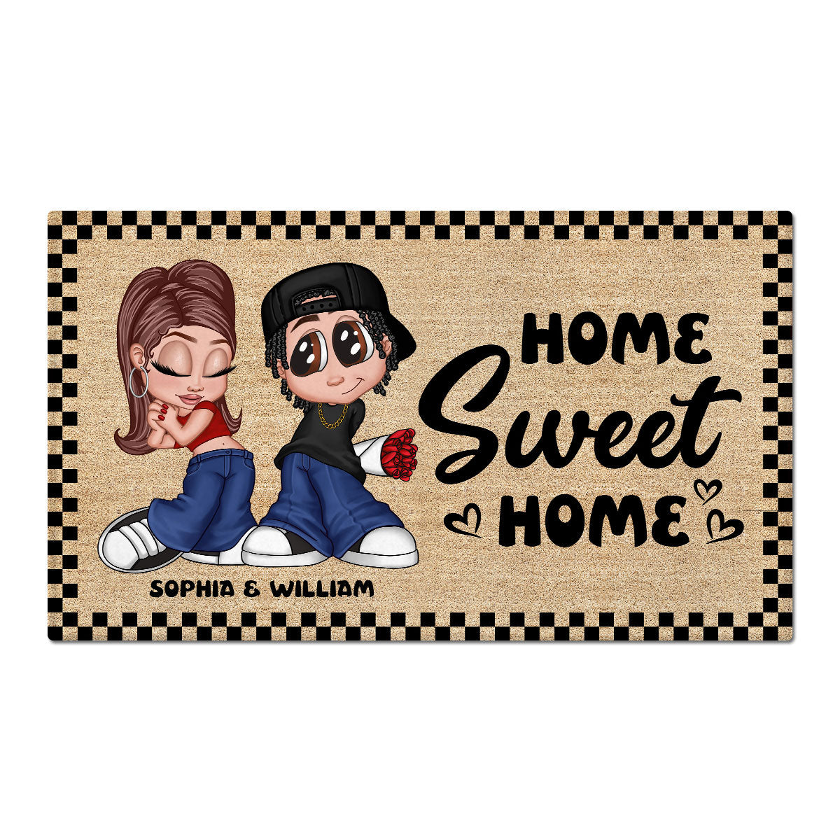 Gift For Couple Home Sweet Home Y2K Style Housewarming Personalized Doormat