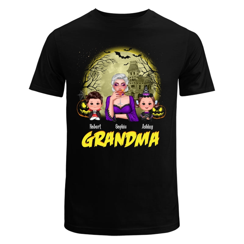 Halloween Glow Yellow Moon Grandma Mom Kids Personalized Shirt