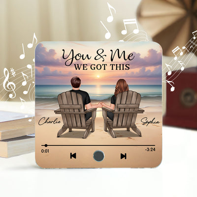 Couple Back View At Beach Favorite Song Personalized Bluetooth Music Fridge Magnet,  Gift For Couple