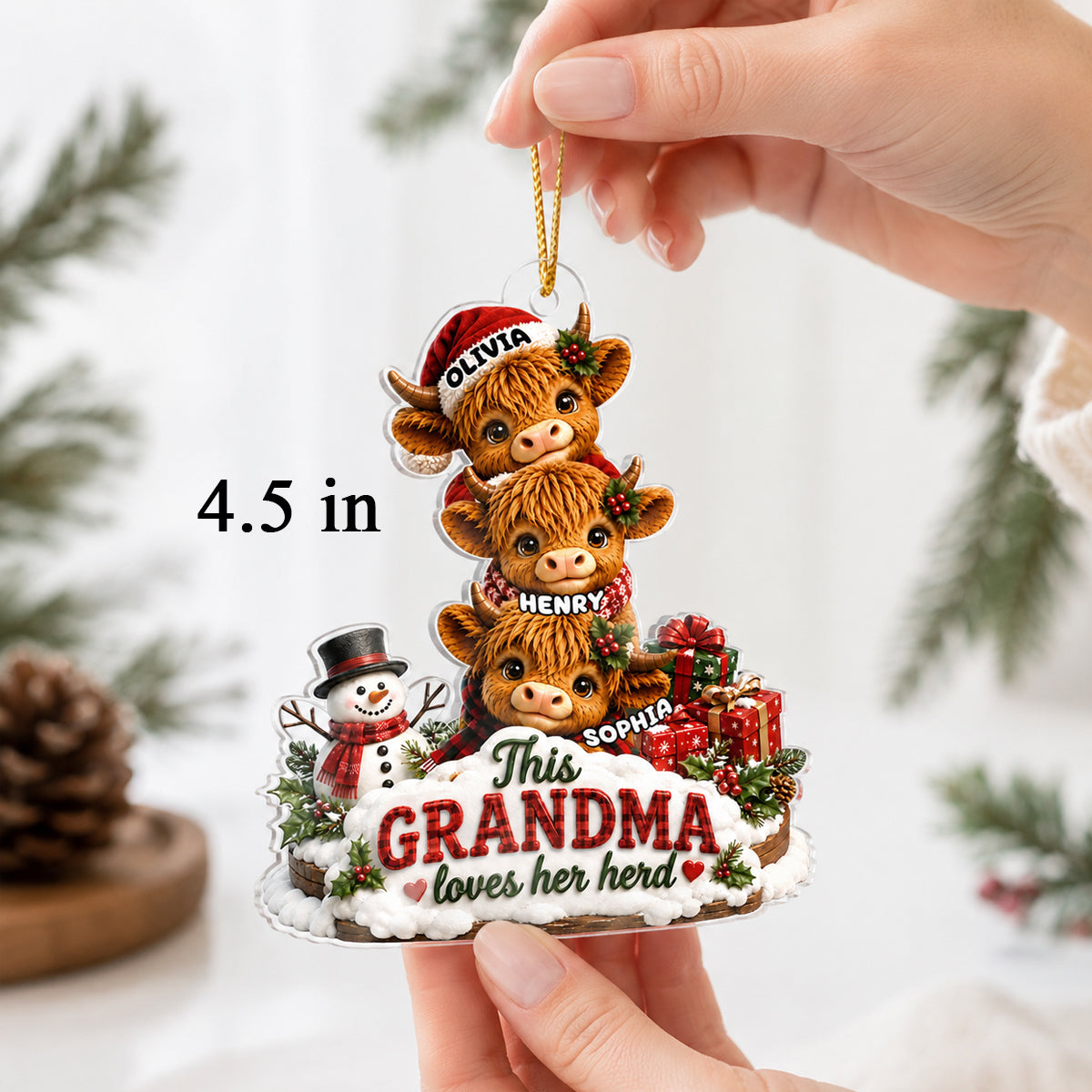 This Grandma Loves Her Herd - Personalized Acrylic Ornament - Christmas Gift for Grandma