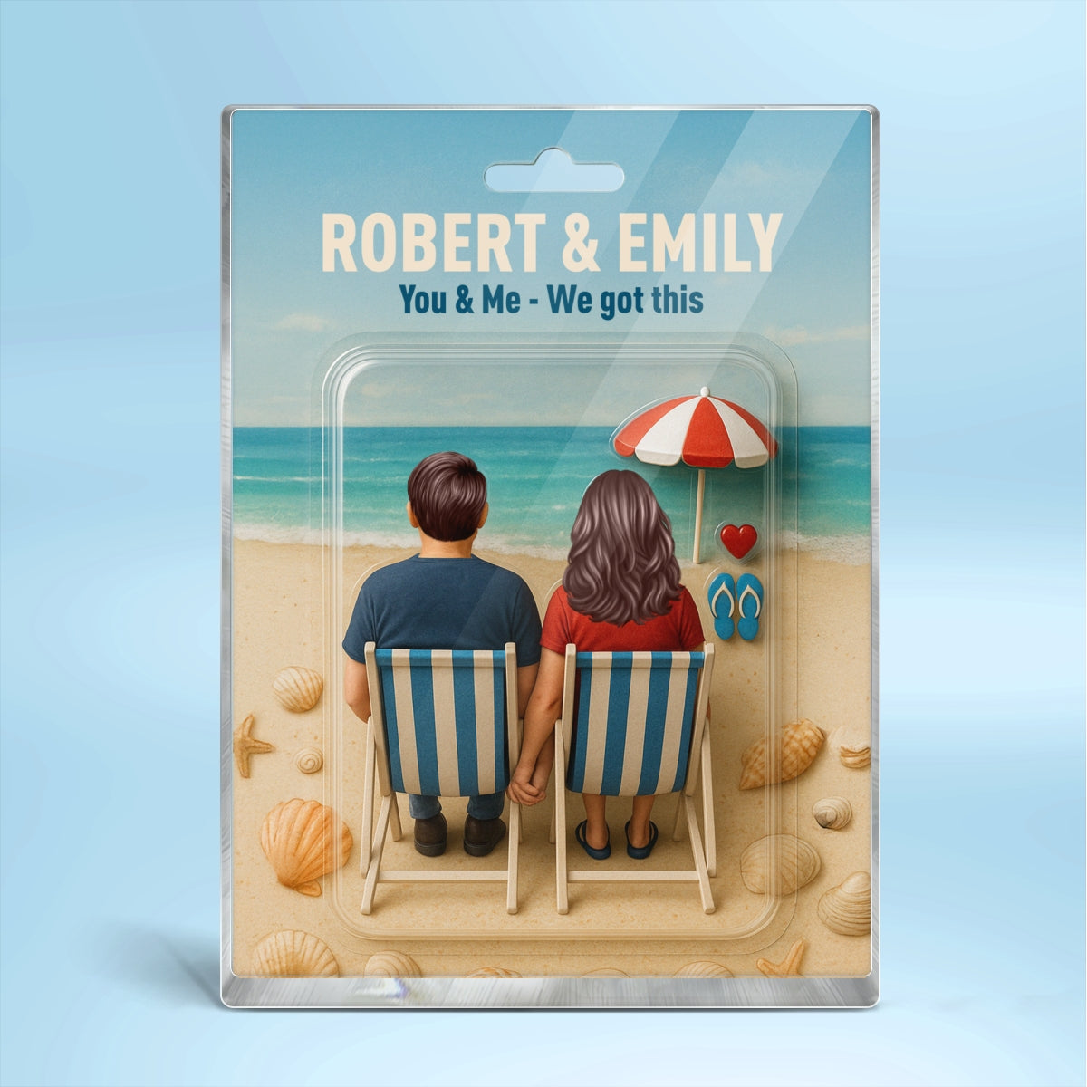 You & Me We Got This Couple At Beach Realistic Figures Style Personalized Acrylic Block Plaque