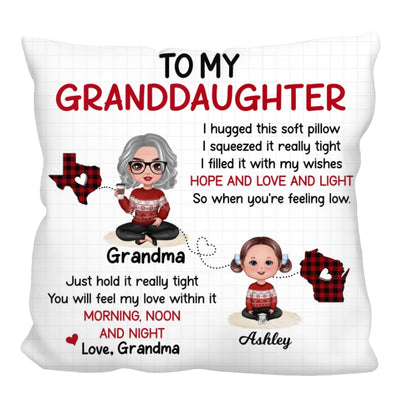 Feel My Love Grandma Grandkid Long Distance Personalized Pillow (Insert Included)
