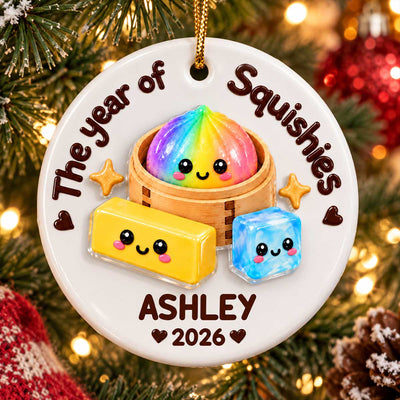 Cute Dumpling The Year Of Squishies - Personalized Ceramic Ornament With Acrylic Pieces - Christmas Gift, Keepsake For Kids, Teenagers, Daughter, Granddaughter, Son, Grandson