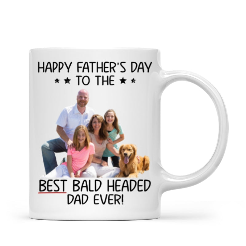 Behind Spoiled Daughter Is Bald Headed Father Photo Inserted Funny Father‘s Day Gift For Dad Personalized Mug