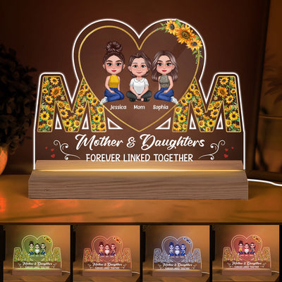 Mom Flowers Pretty Doll Mother Daughters Personalized Acrylic Custom Shape LED Night Light