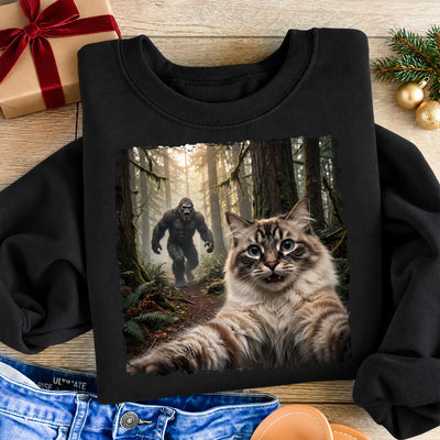 Custom Bigfoot Running After Dog Photo - Personalized Shirt - Christmas Gift for Dog Dads, Dog Moms, Pet Lovers