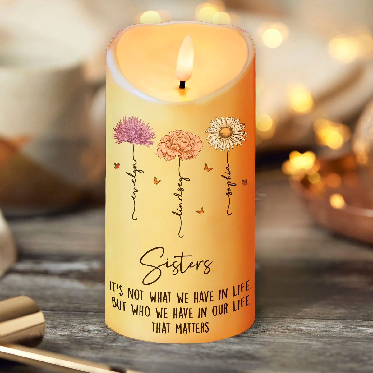 Best Friends Besties Birth Month Flower Personalized LED Candle