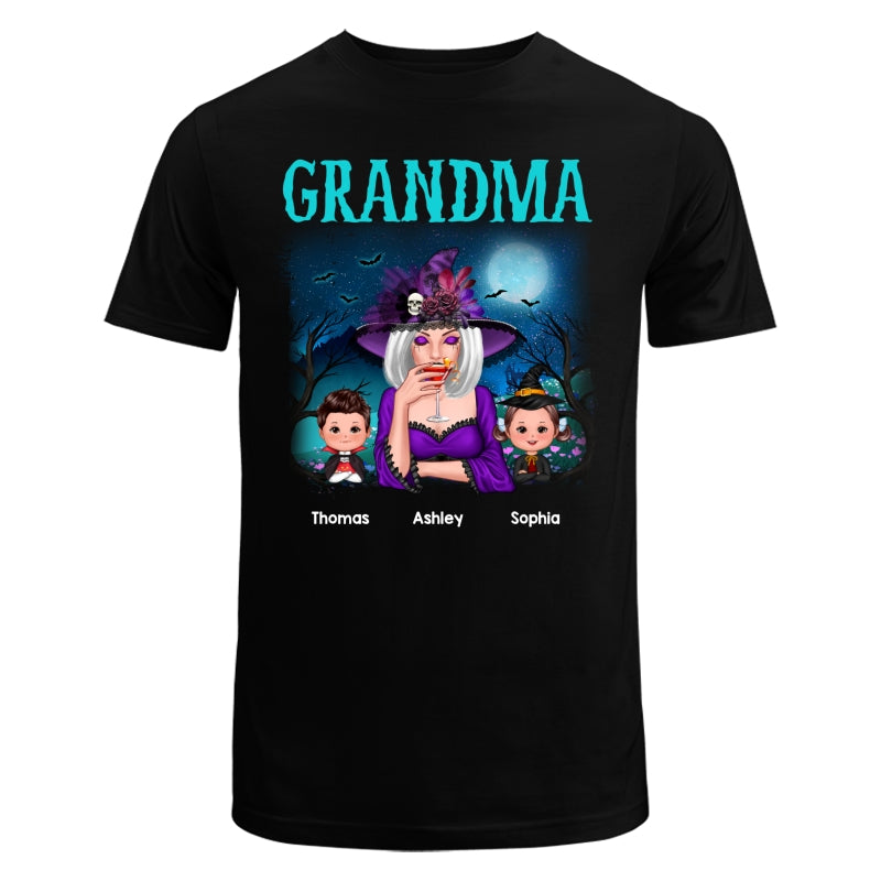 Halloween Grandma Mom And Kids Night Field Personalized Shirt