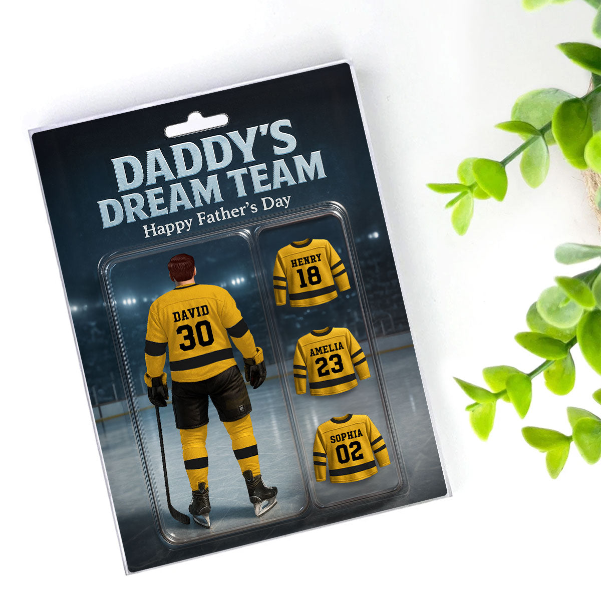 The Best Hockey Dad Ever With Kids' Names Custom Figure Personalized Acrylic Block Plaque, 2025 Father's Day Gift For Him, For Dad