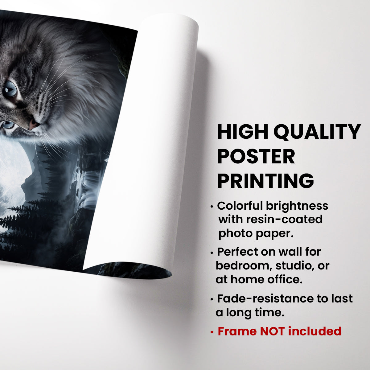 Cat Howling to the Moon Custom Pet Photo - Personalized Poster - Halloween Gift for Cat Lovers