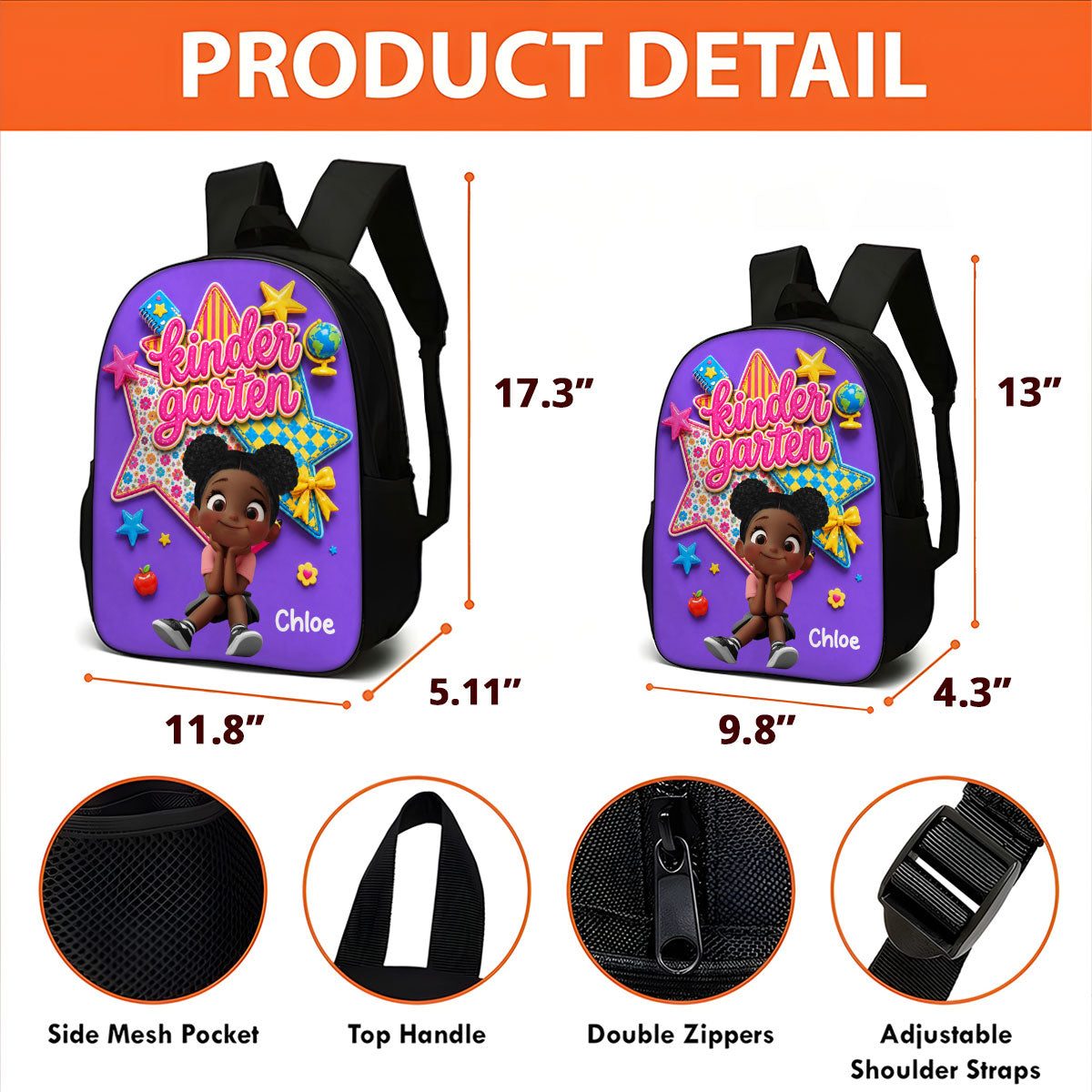 Cute Little Girl Custom Grade - Personalized Backpack - Back To School Gift For Kids, Daughters, Granddaughters, Kid Girl