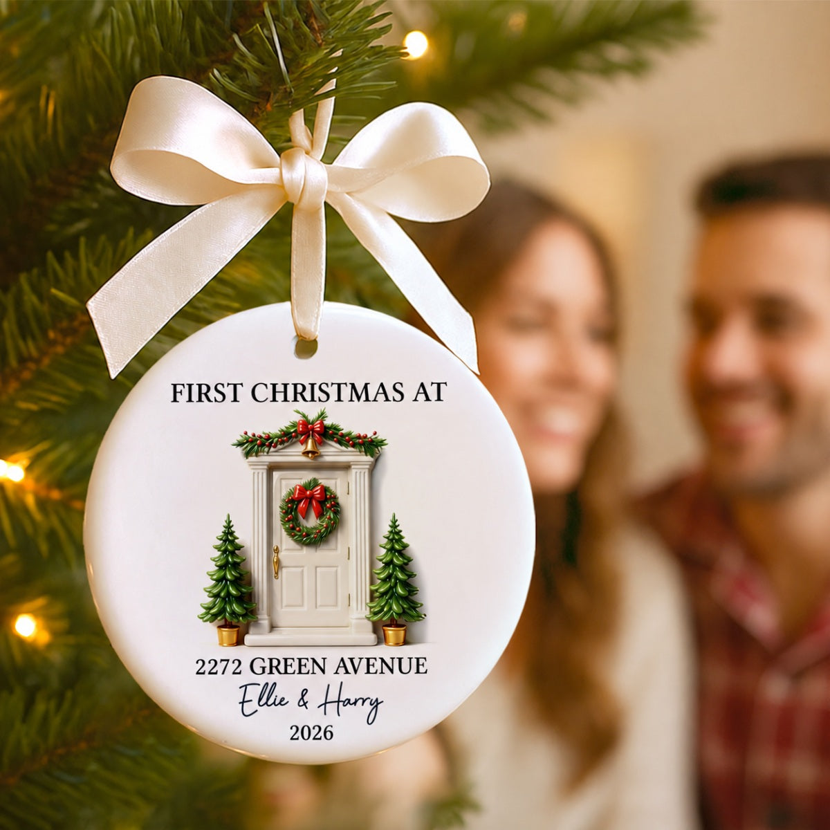 First Christmas New Home 3D Effect - Personalized Ceramic Ornament - New Home Decor