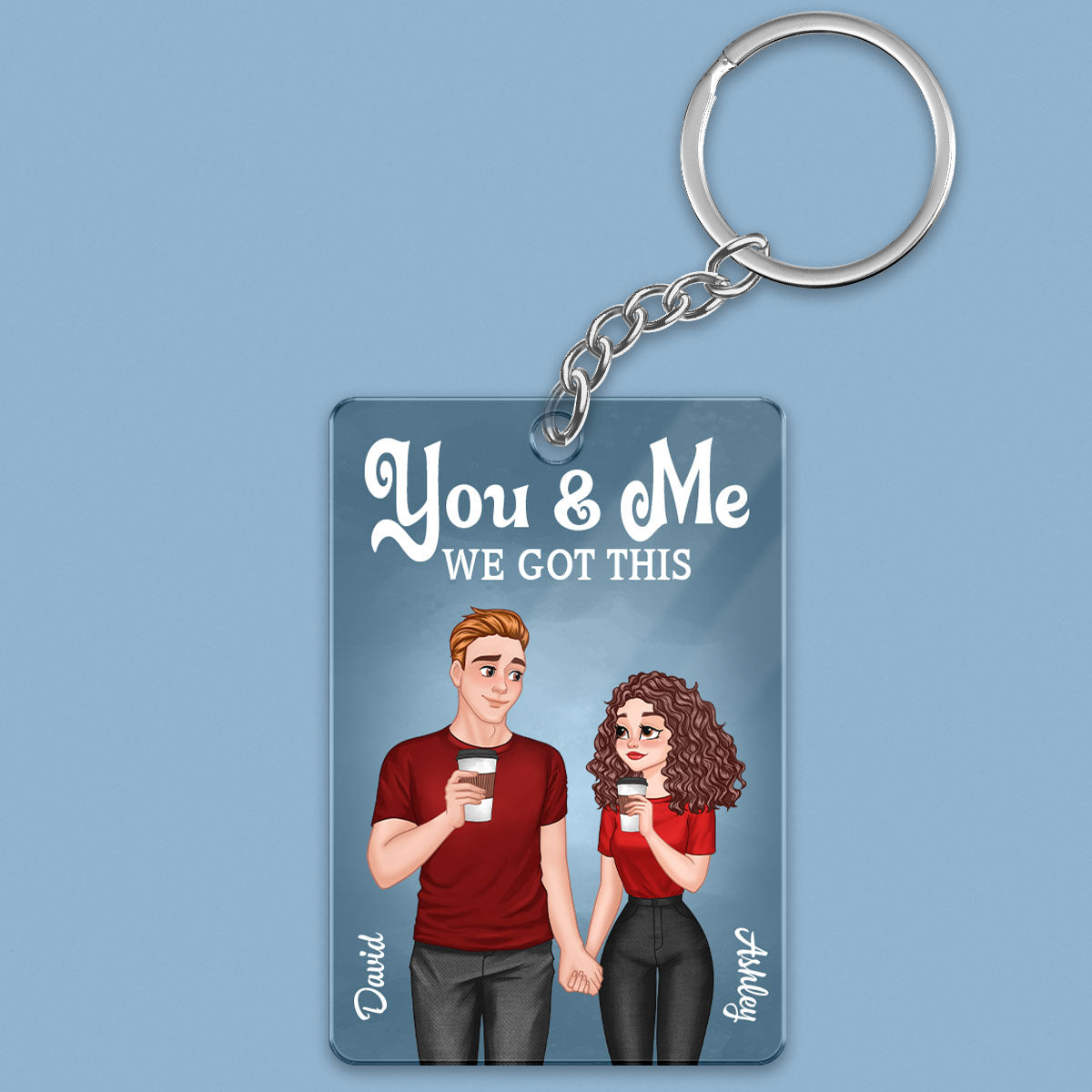 Cartoon Couple Hand In Hand Together Since Personalized Acrylic Keychain