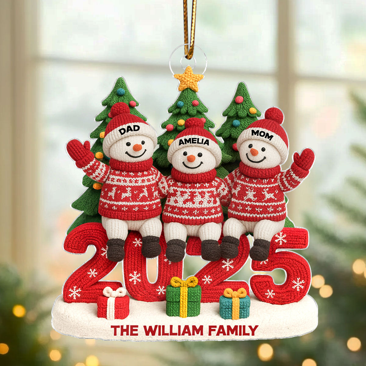 Personalized Snowman Family Christmas Wool Pattern 2025, Perfect Christmas Gift For Families, For Grandma, For Grandpa
