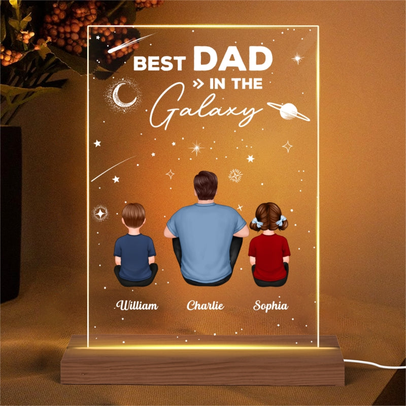 Best Dad In The Galaxy Personalized Rectangle Acrylic Plaque LED Night Light