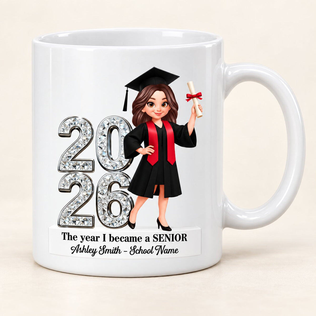 The Year I Became A Senior - Personalized Mug - Christmas Gift For Seniors, Daughter, Son, Granddaughters, Grandsons
