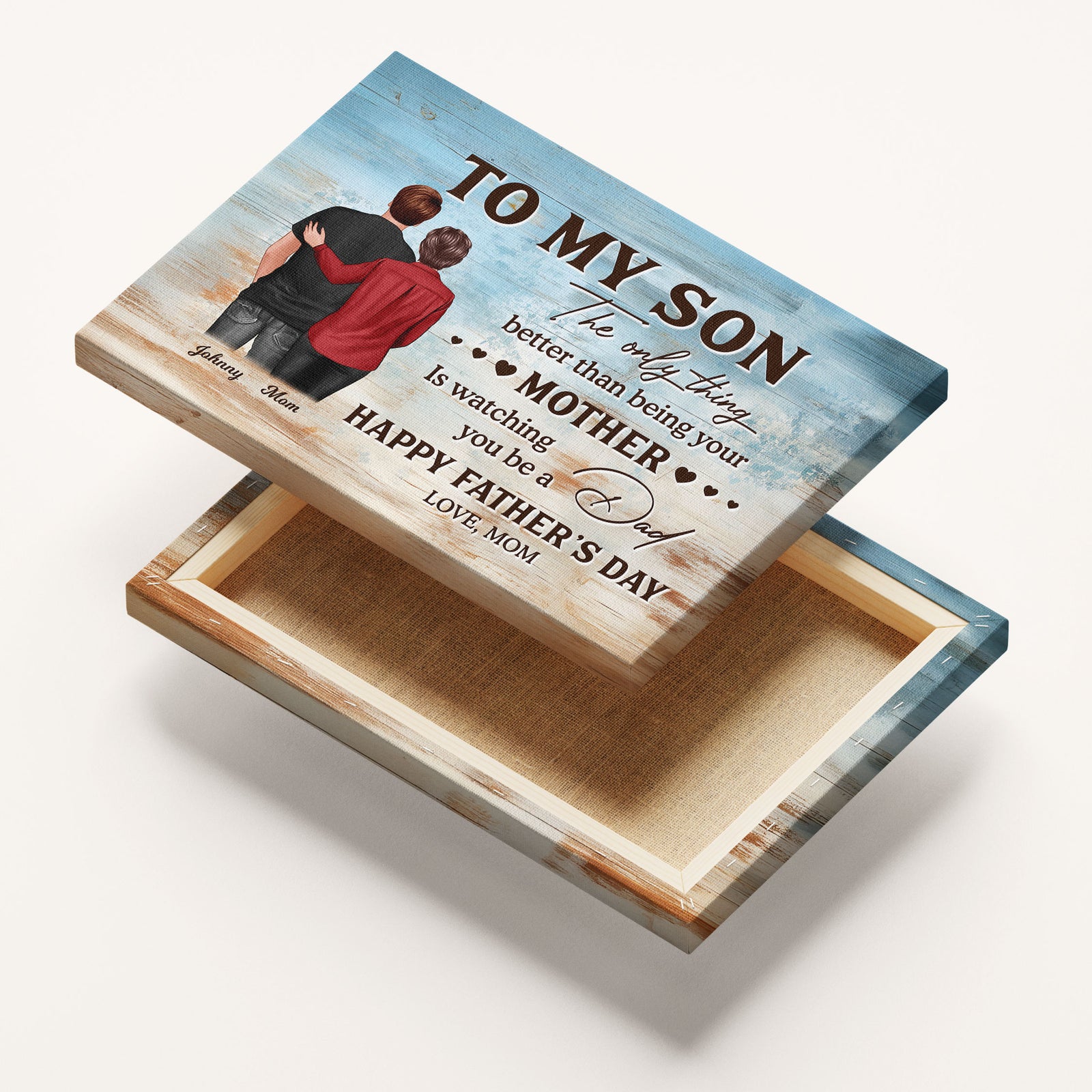 To My Son From Mom Happy Father's Day Personalized Wrapped Canvas| Heartfelt Father's Day Gift For Son