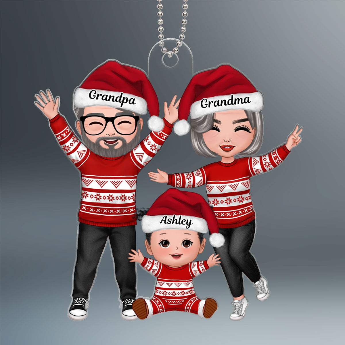 Christmas Happy Doll Acrylic Ornament - Baby's First Christmas - Personalized Gift For Grandma, Grandpa