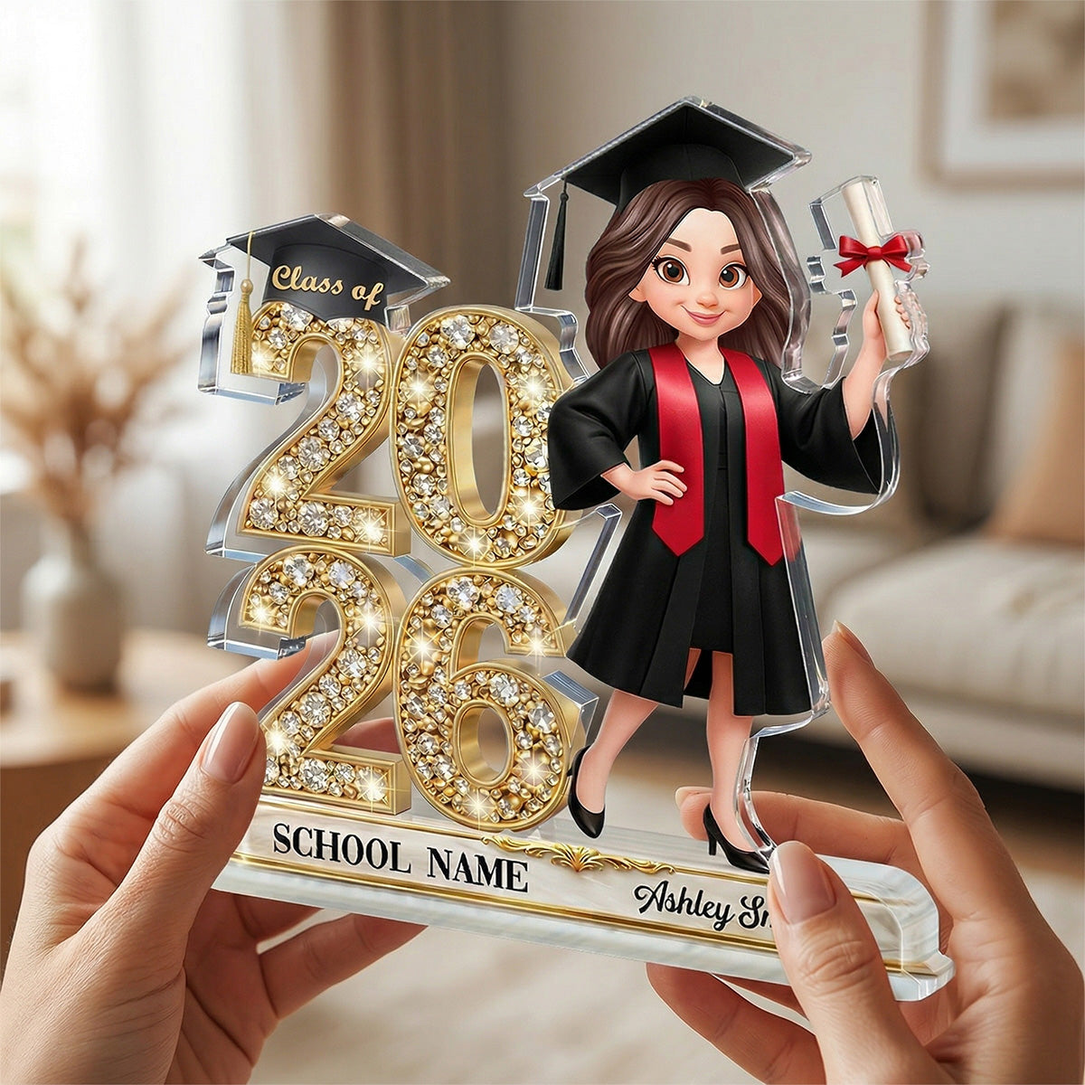 Class Of Year Graduation Behind You All Your Dream - Personalized Acrylic Block Plaque - Graduation Gift For Graduates, Daughter, Son