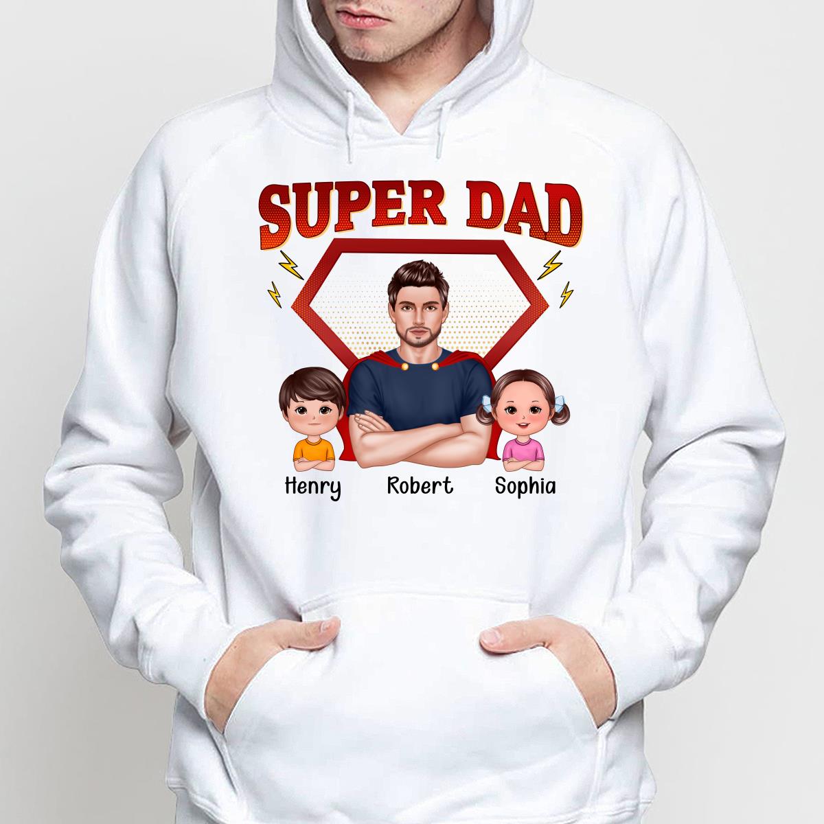 Super Dad Cool Man & Doll Kids Personalized Shirt