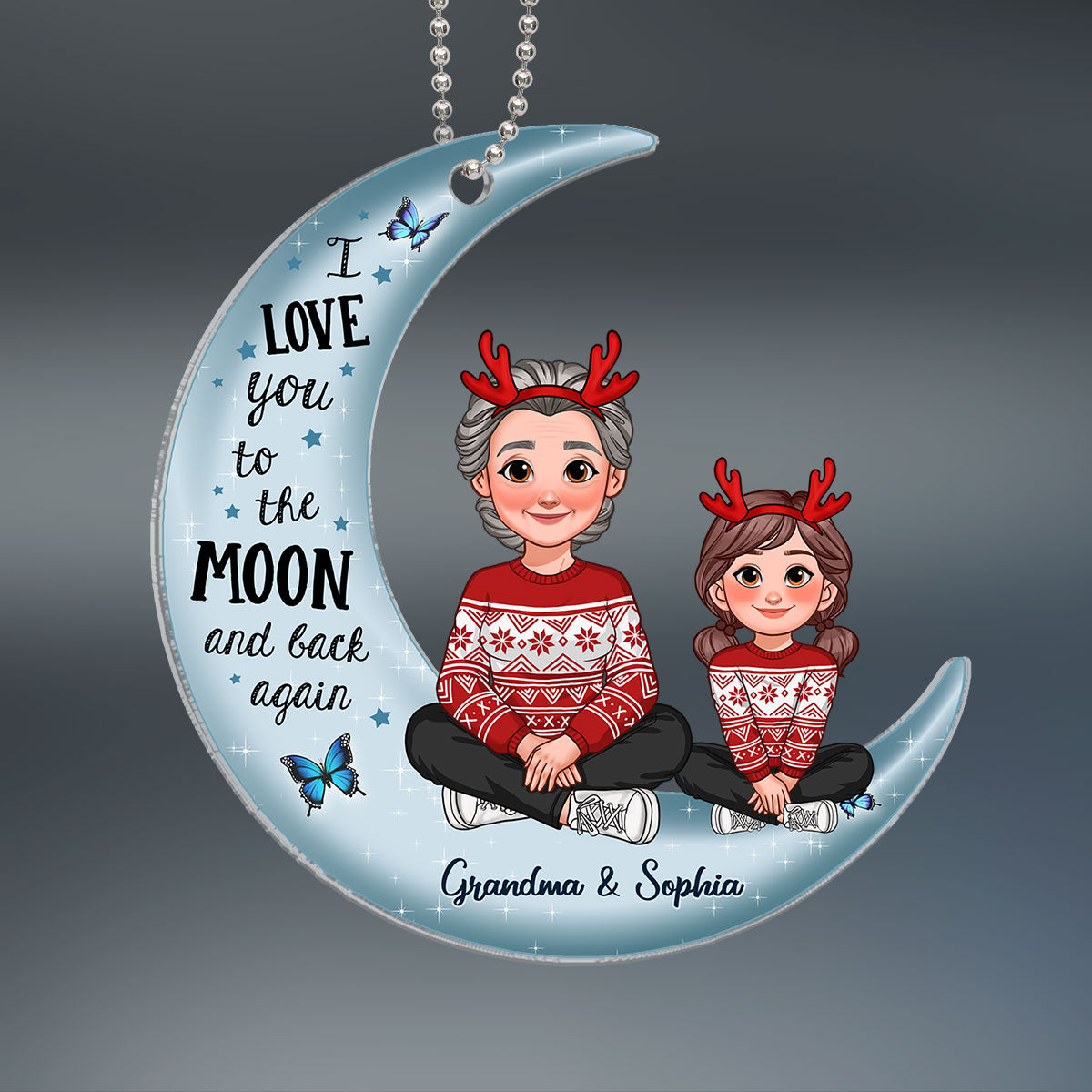 Love To The Moon And Back Christmas Gift For Grandchildren Personalized Acrylic Ornament