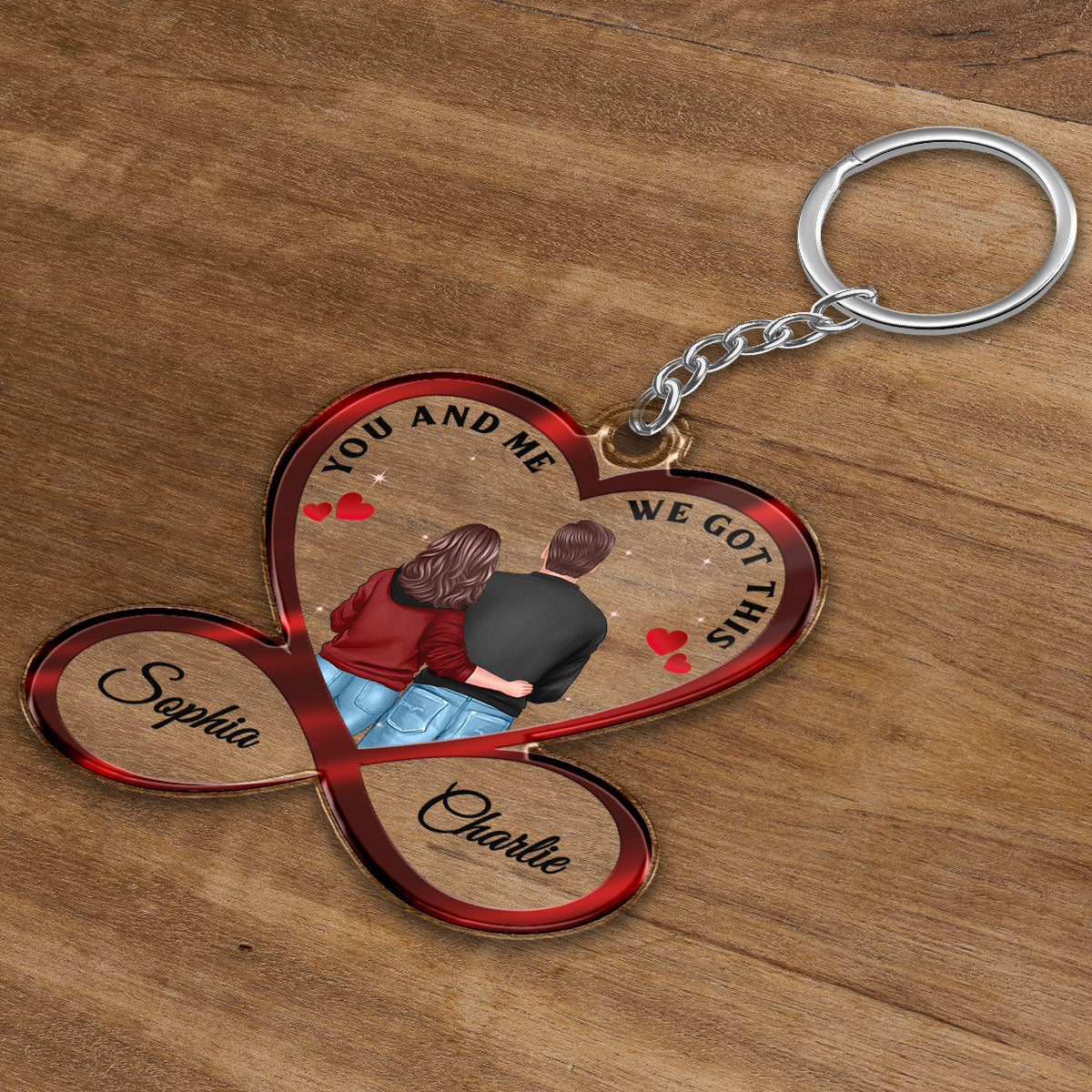 Infinity Heart Couple Back View Standing Anniversary Gift For Him Gift For Her Personalized Acrylic Keychain