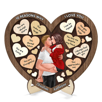 Couple Kissing Passionate In Heart Reasons Why I Love You,  Gift For Him, For Her