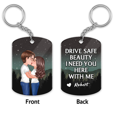 Drive Safe Handsome Beauty Doll Couple Kissing Personalized Acrylic Keychain