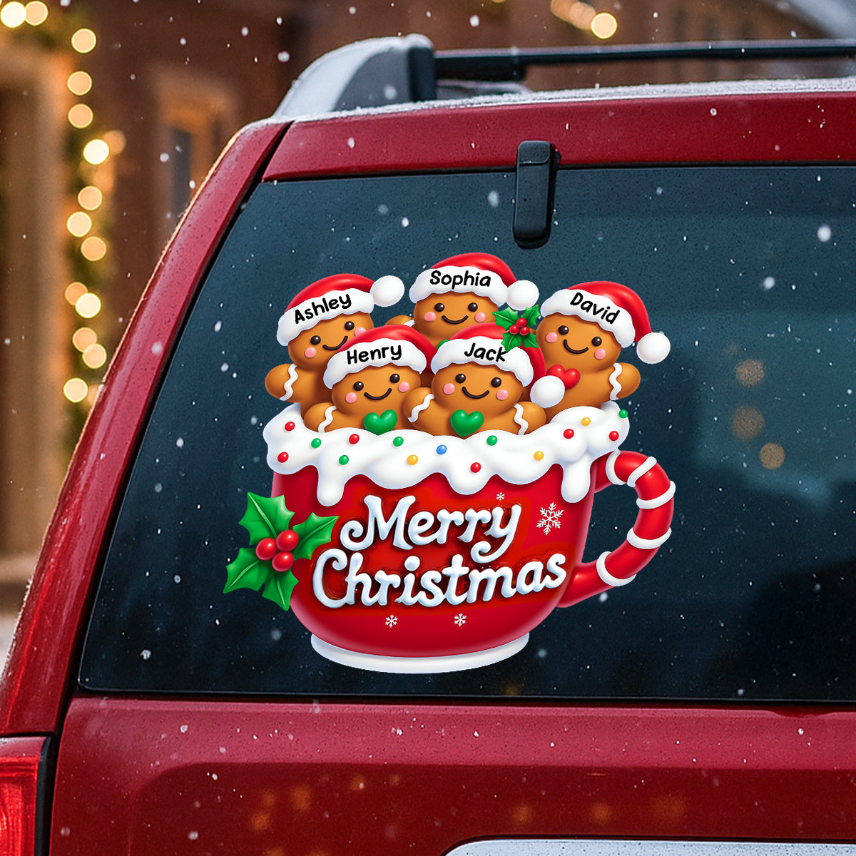 Merry Christmas Gingerbread Family Personalized Decal