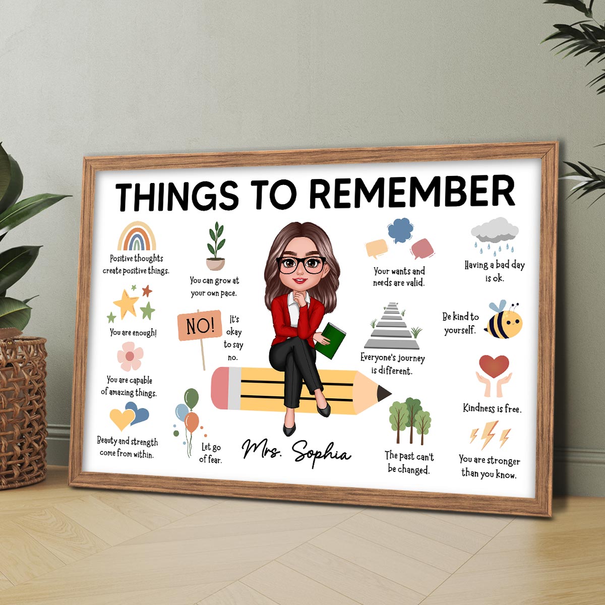 Things to Remember Gift For Teacher Personalized Poster, Appreciation Gift, Back To School Gift