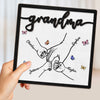 Baby Holding Hands Outline Grandma Mom Personalized 2-Layer Wooden Plaque