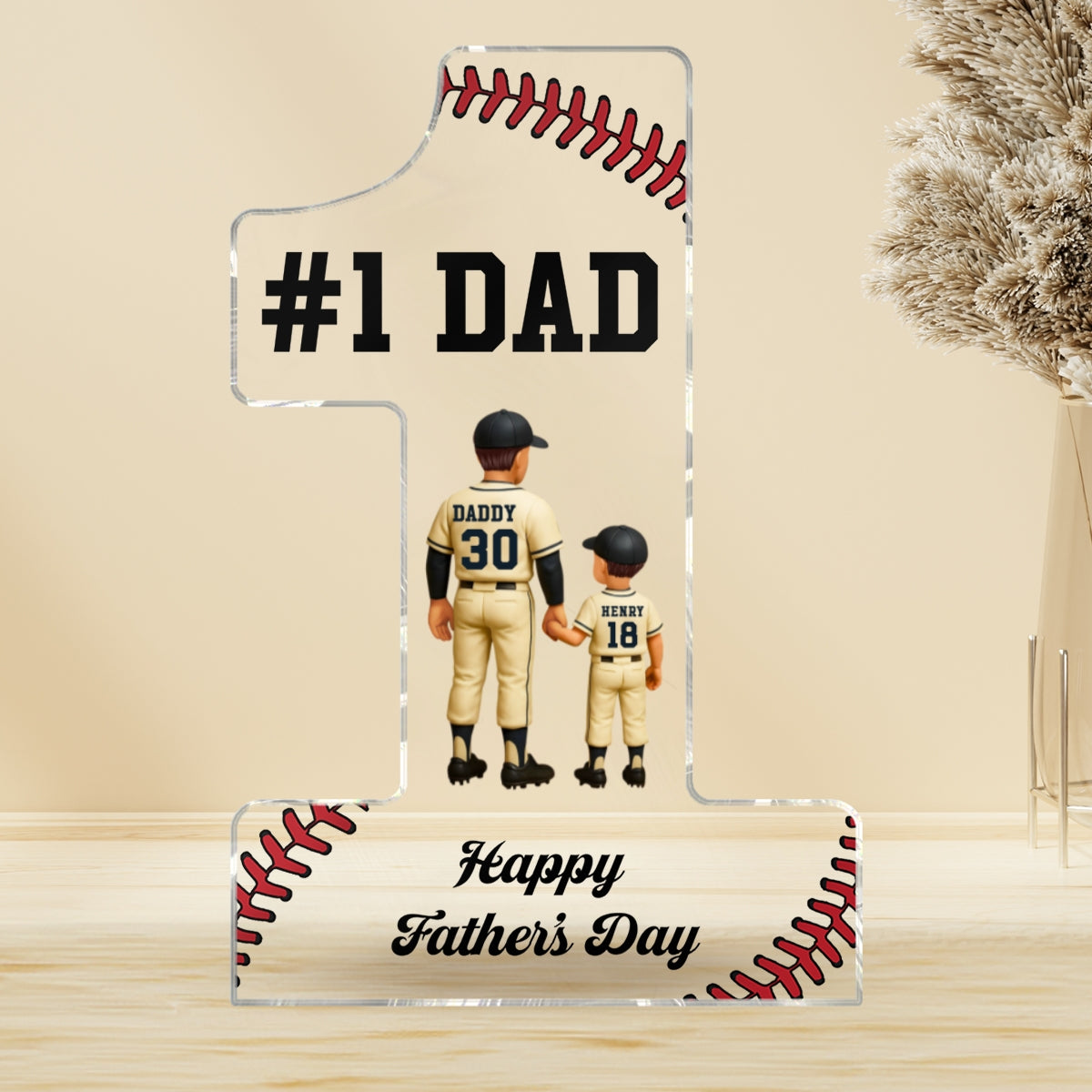 No 1 Baseball Dad Personalized Acrylic Block, Father's Day Gift for Dad, Gift for Husband