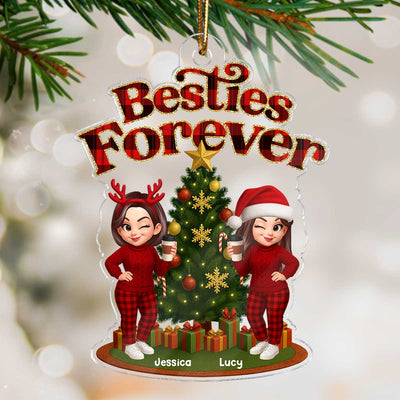 Christmas Pretty Besties Forever - Personalized Acrylic Ornament