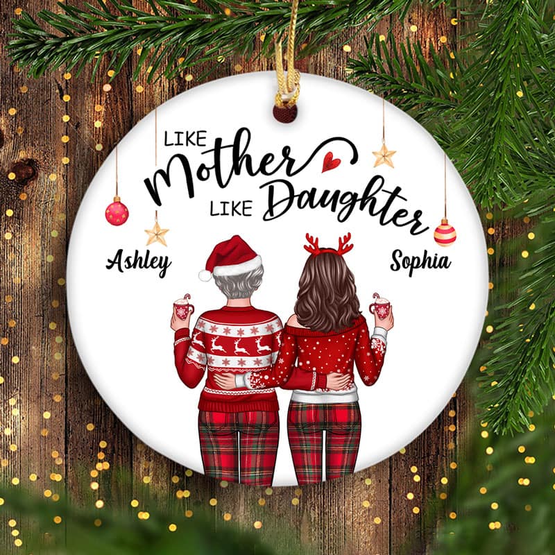 Like Mother Like Daughter Back View Personalized Circle Ornament