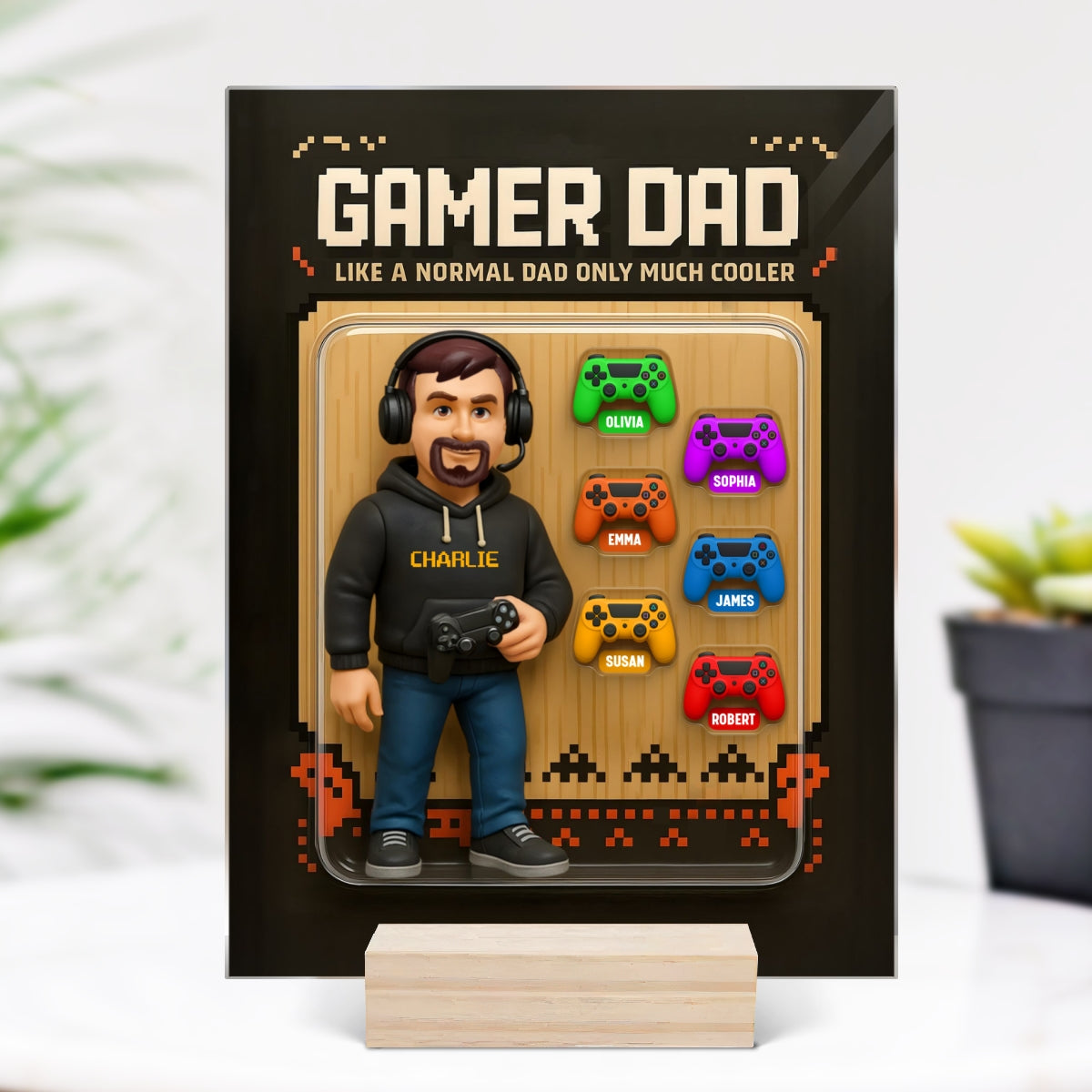 Gamer Dad Cooler Custom Action Figure Personalized Acrylic Plaque, Father's Day Gift for Gamer Dad, Gift for Husband