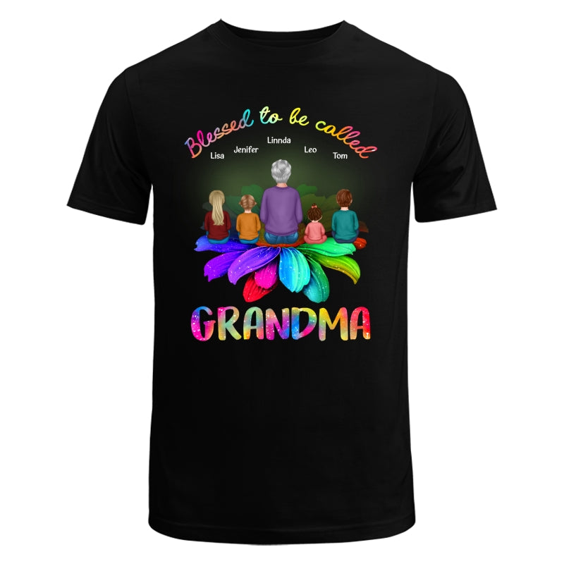 Blessed Grandma Sitting On Flower Personalized Shirt
