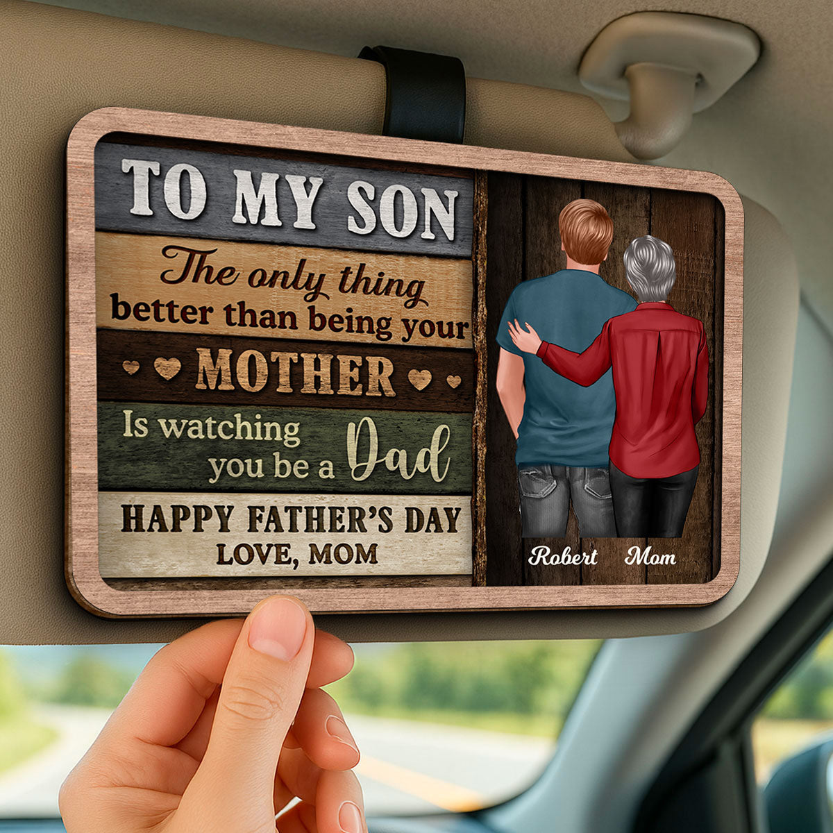Colored Wood Pallets To My Son From Mom Happy Father's Day Personalized Car Visor