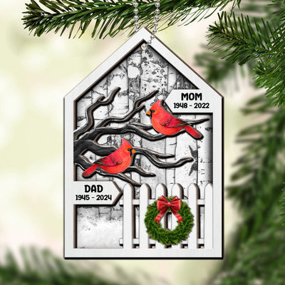Birch Tree Memorial Christmas Personalized 2-Layer Wooden Ornament, Christmas Decoration