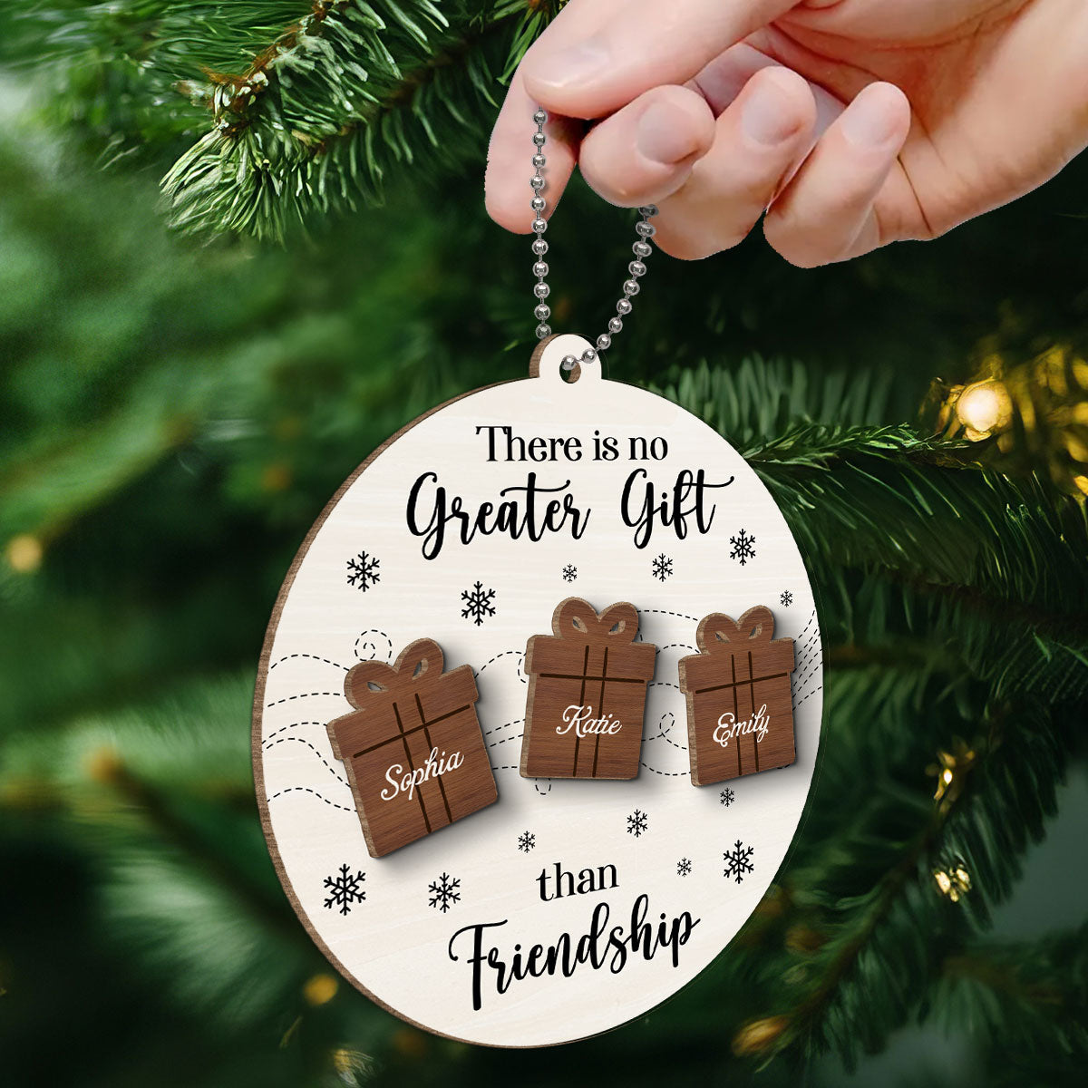 Friendship Siblings Family There Is No Greater Gift Personalized 2-Layer Wooden Ornament