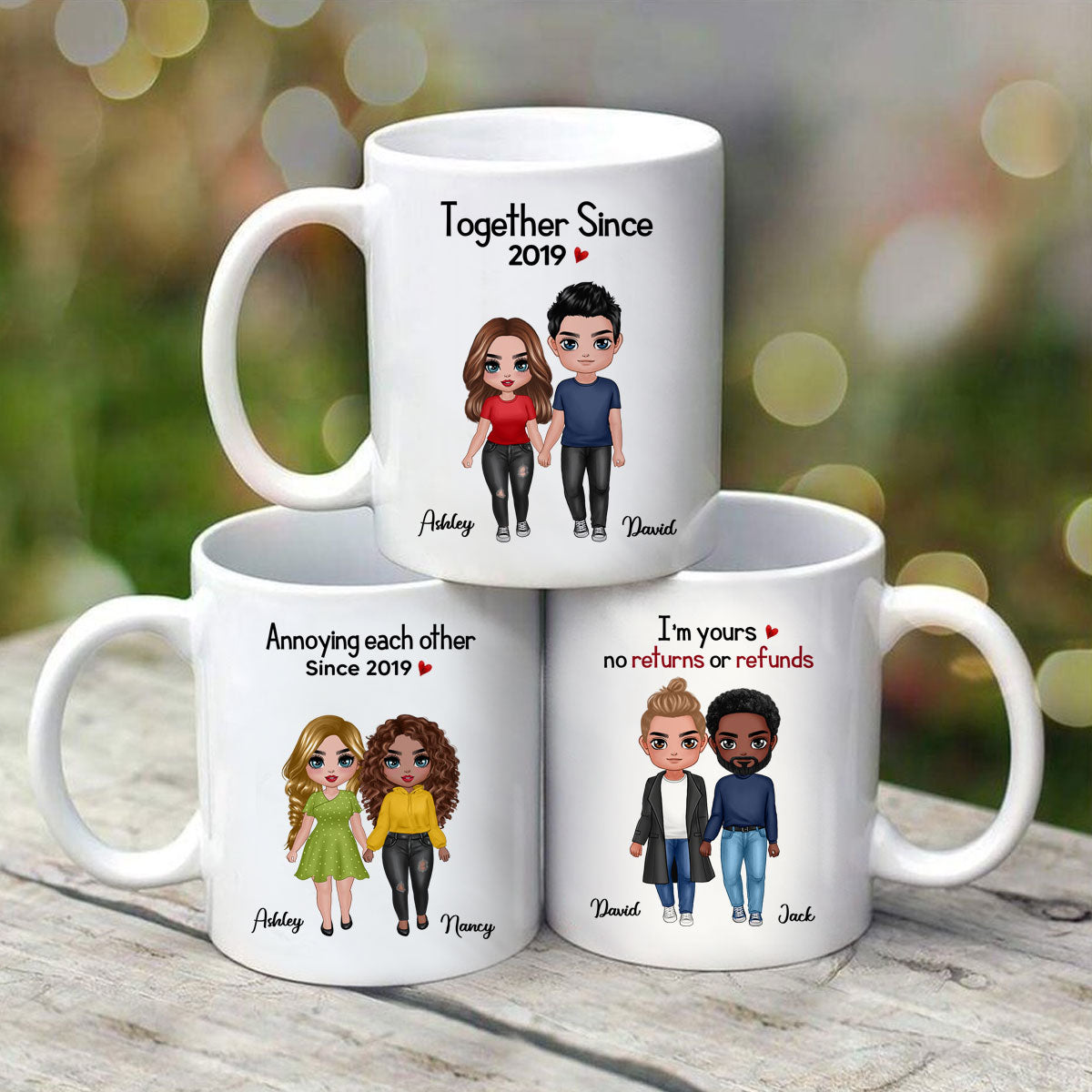 Standing Doll Couple Valentine‘s Anniversary Gift For Him Gift For Her Personalized Mug