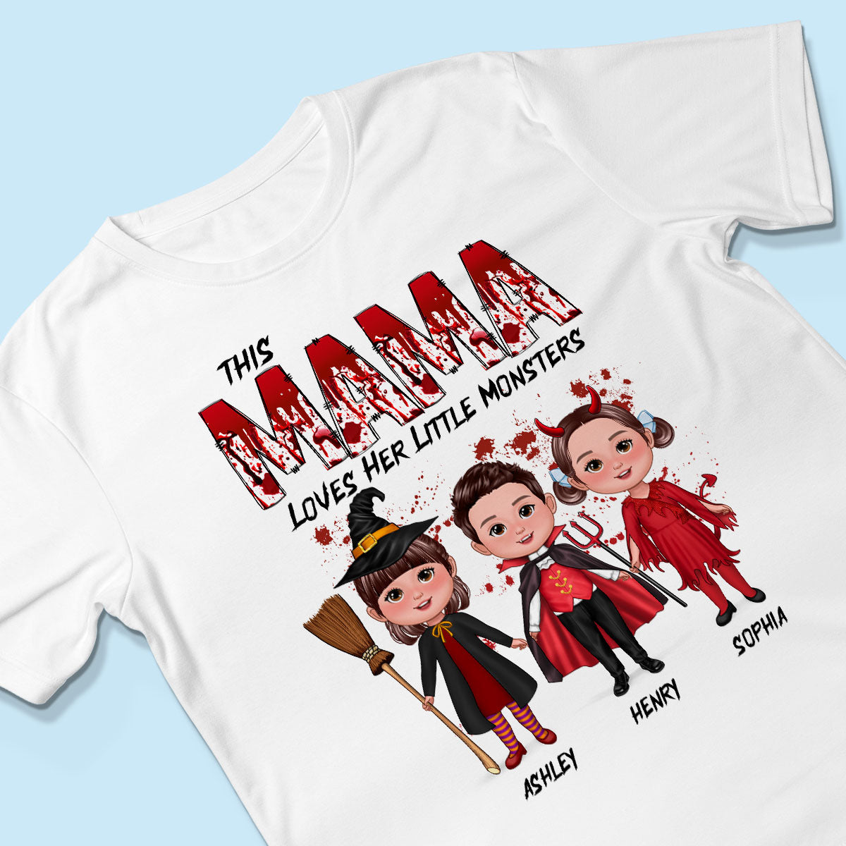 Grandma Mom Loves Her Monsters Spooky Halloween Personalized Shirt