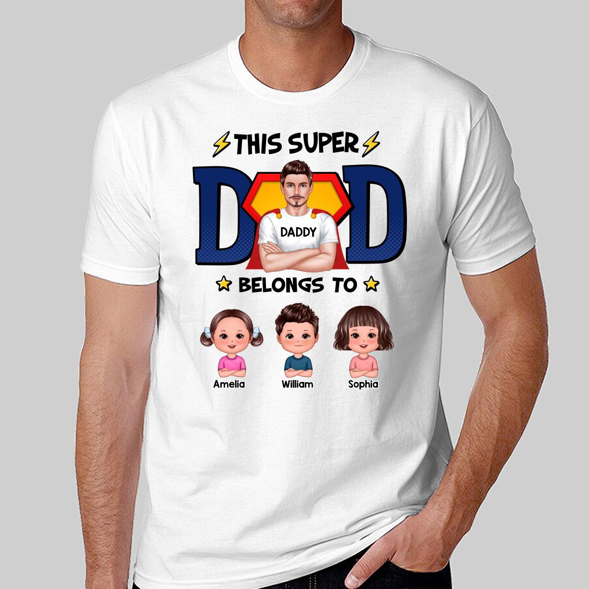 This Super Dad Belongs To Cute Kids Personalized Shirt