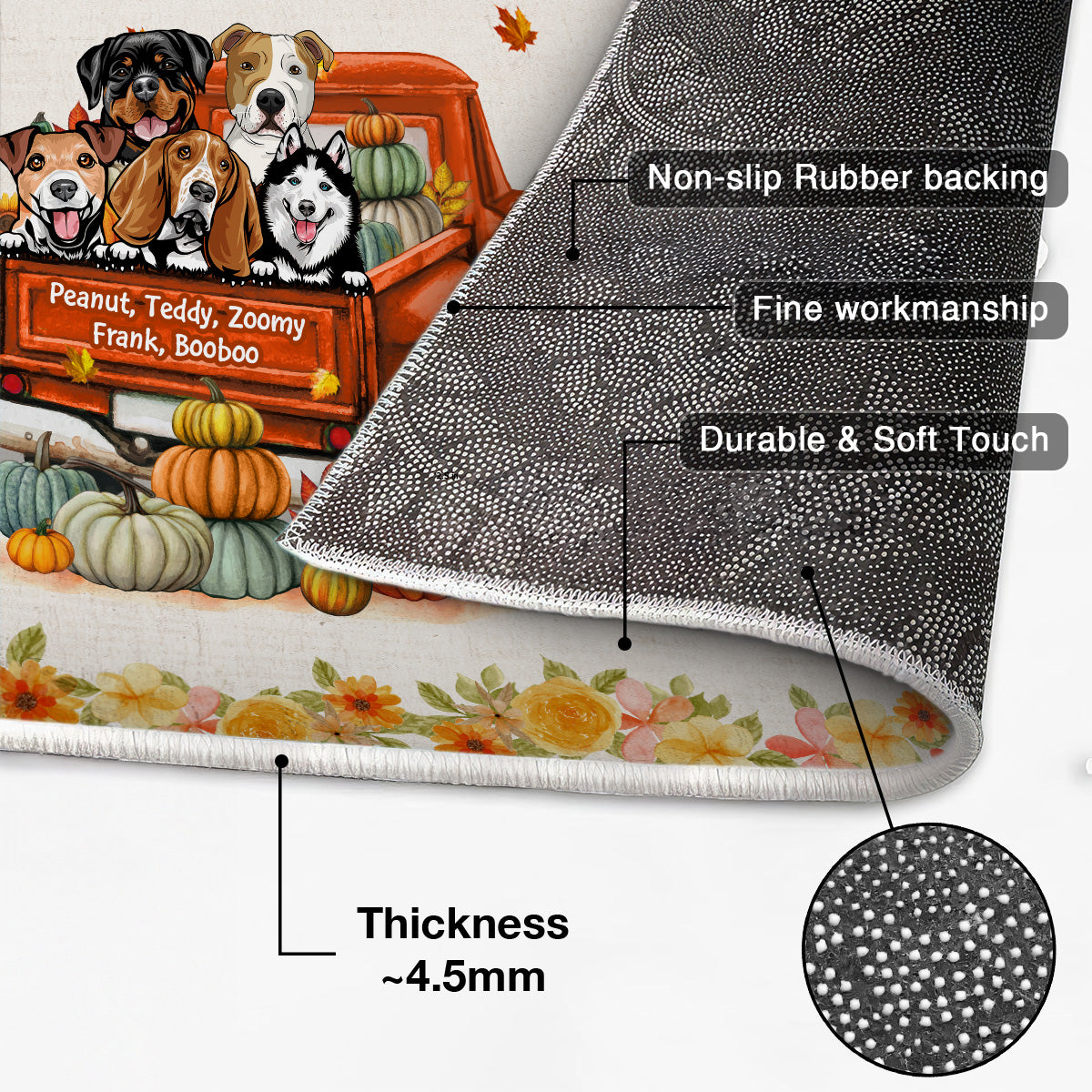 Hello Fall Dogs On Truck Personalized Doormat