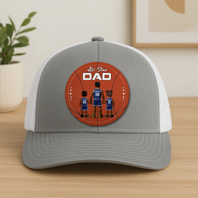 All-Star Dad Basketball Dad & Kids Personalized Leather Patch Hat
