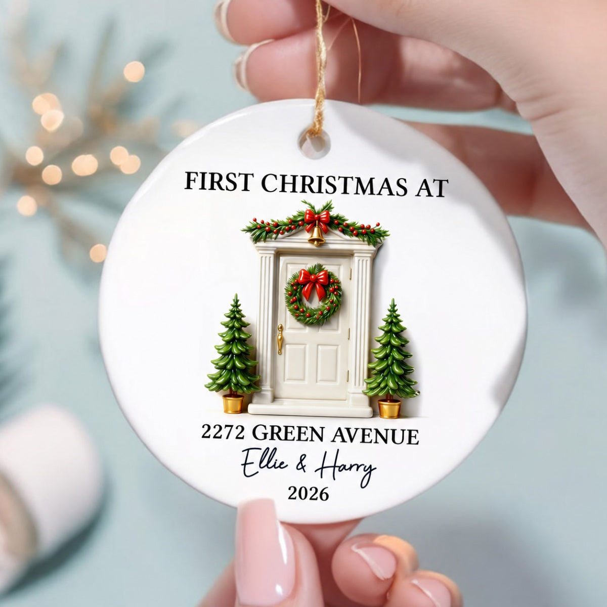 First Christmas New Home 3D Effect - Personalized Ceramic Ornament - New Home Decor
