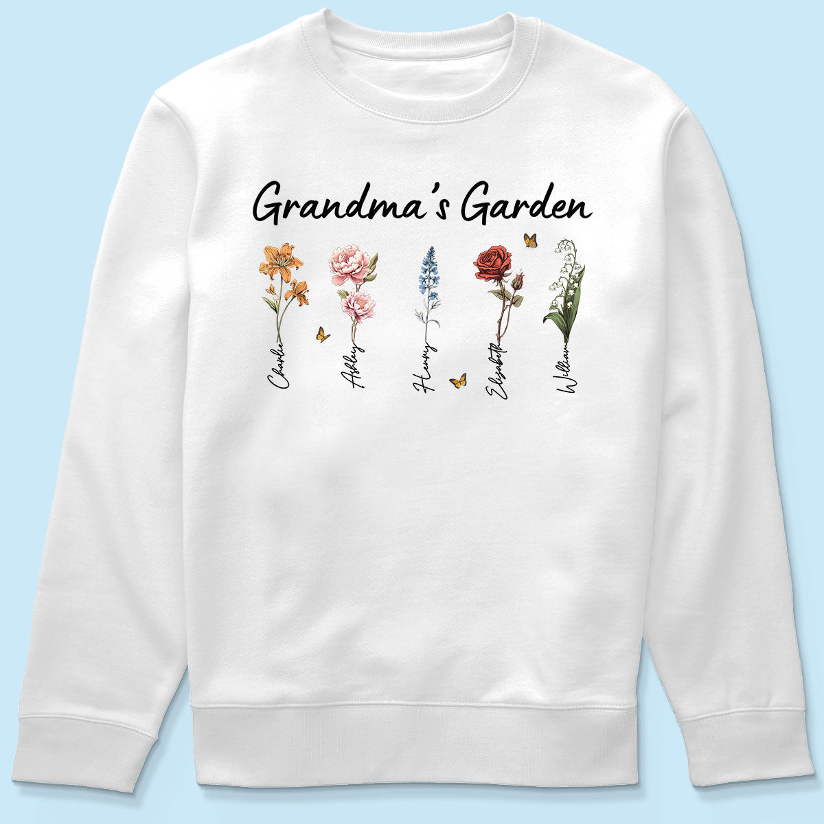 Grandma‘s Garden Vintage Birth Month Flower Personalized Shirt, Heartfelt Gift For Grandma, Mom, Auntie